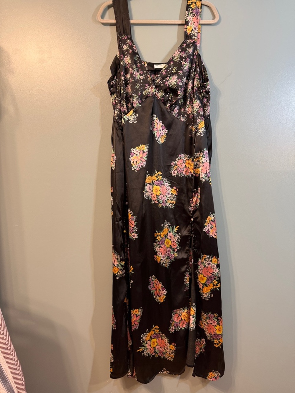 ASOS Curve Black Maxi Dress with Pink & Yellow Floral Bouquets